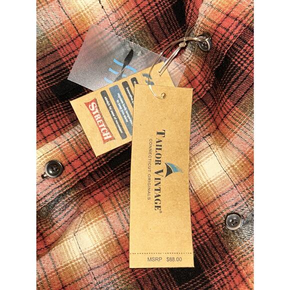 NWT Tailor Vintage Luxe Performance Stretch Plaid Flannel Shirt Small - Picture 7 of 8